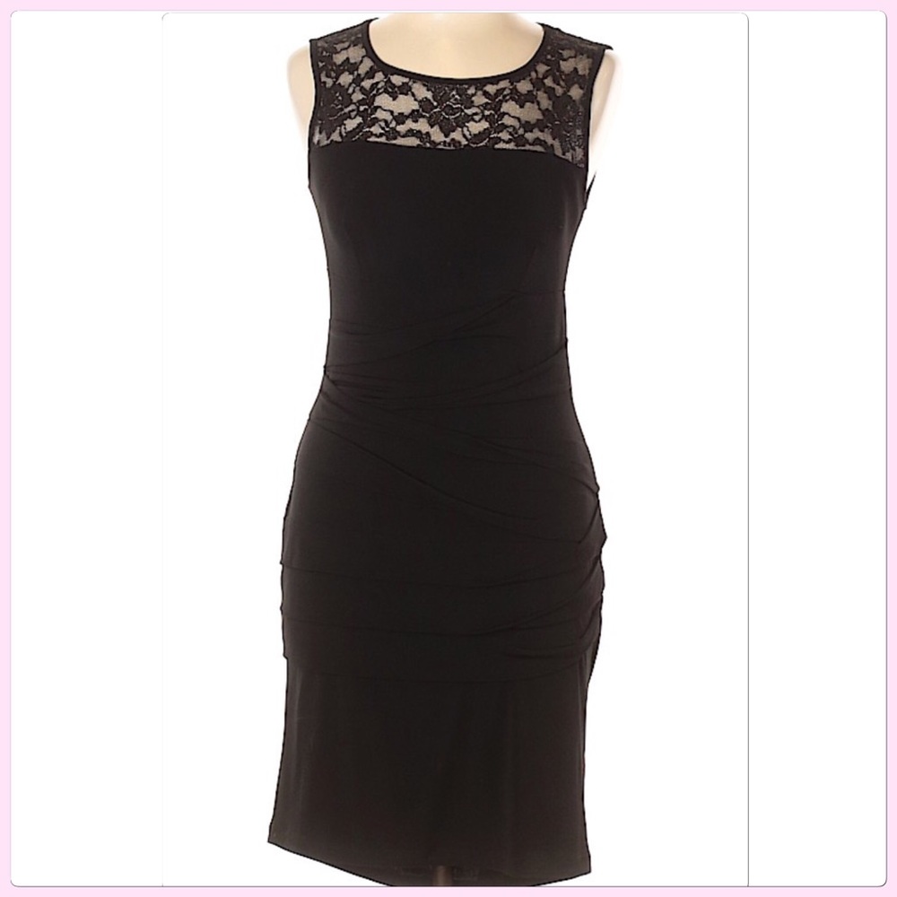 NWOT BRAND NEW! Valerie Bertinelli Black/Silver Layered  Lace Dress Size M HP
